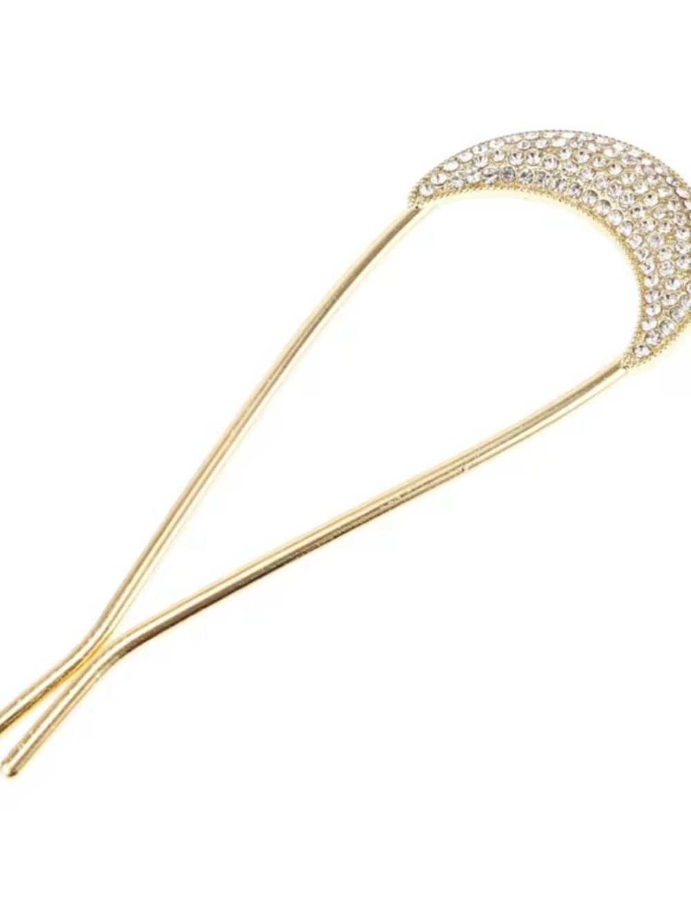 Gold Crescent Rhinestone Hair Stick - Picture 4 of 5